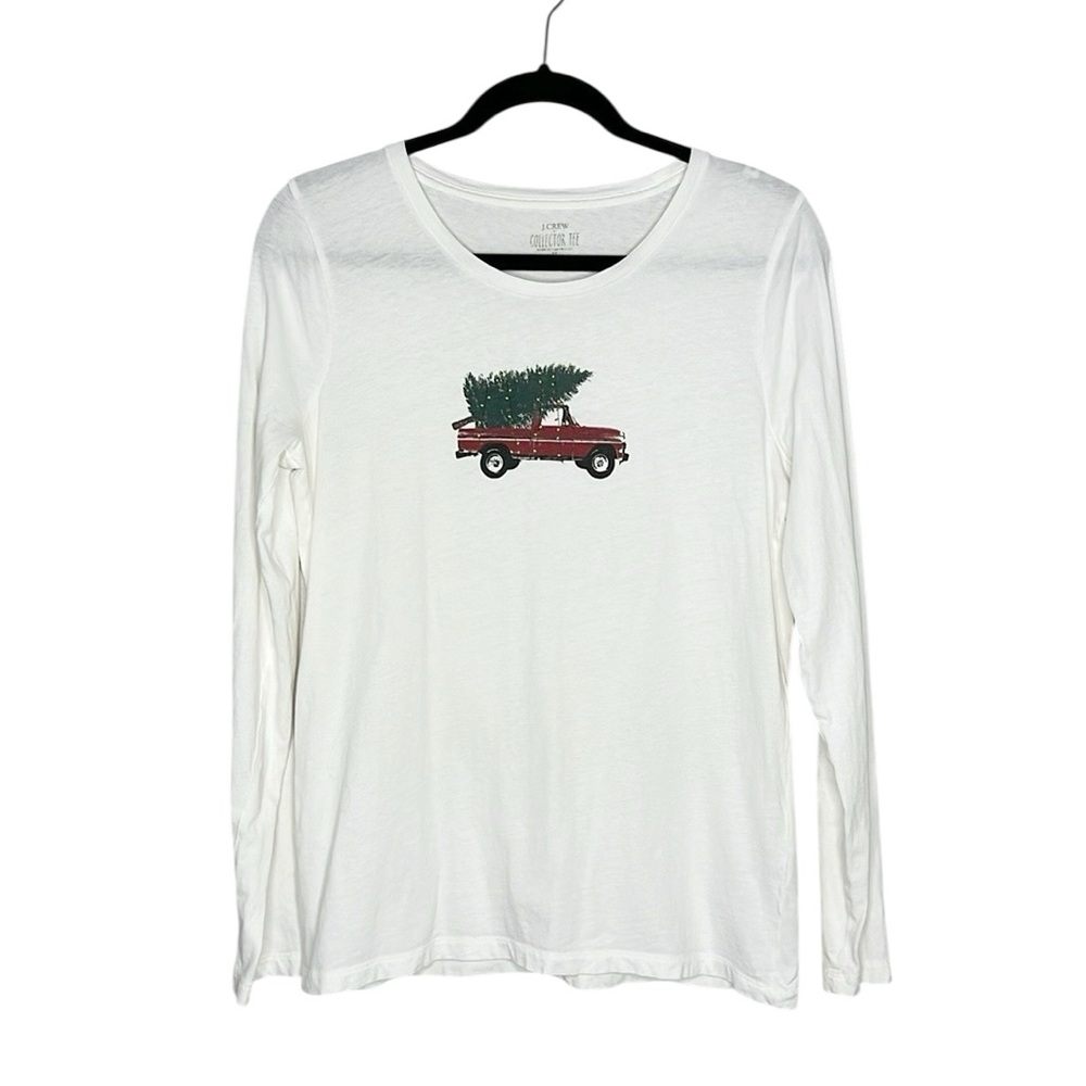 J. Crew Factory Vintage Truck Long Sleeve Christmas Tree Tee size Medium